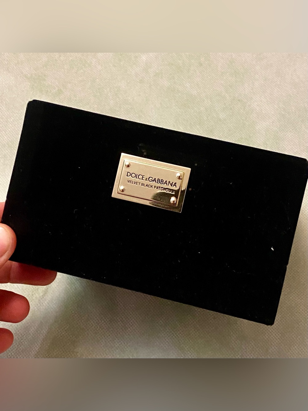 Dolce & Gabbana Black Velvet box for perfume with Gold Plaque
